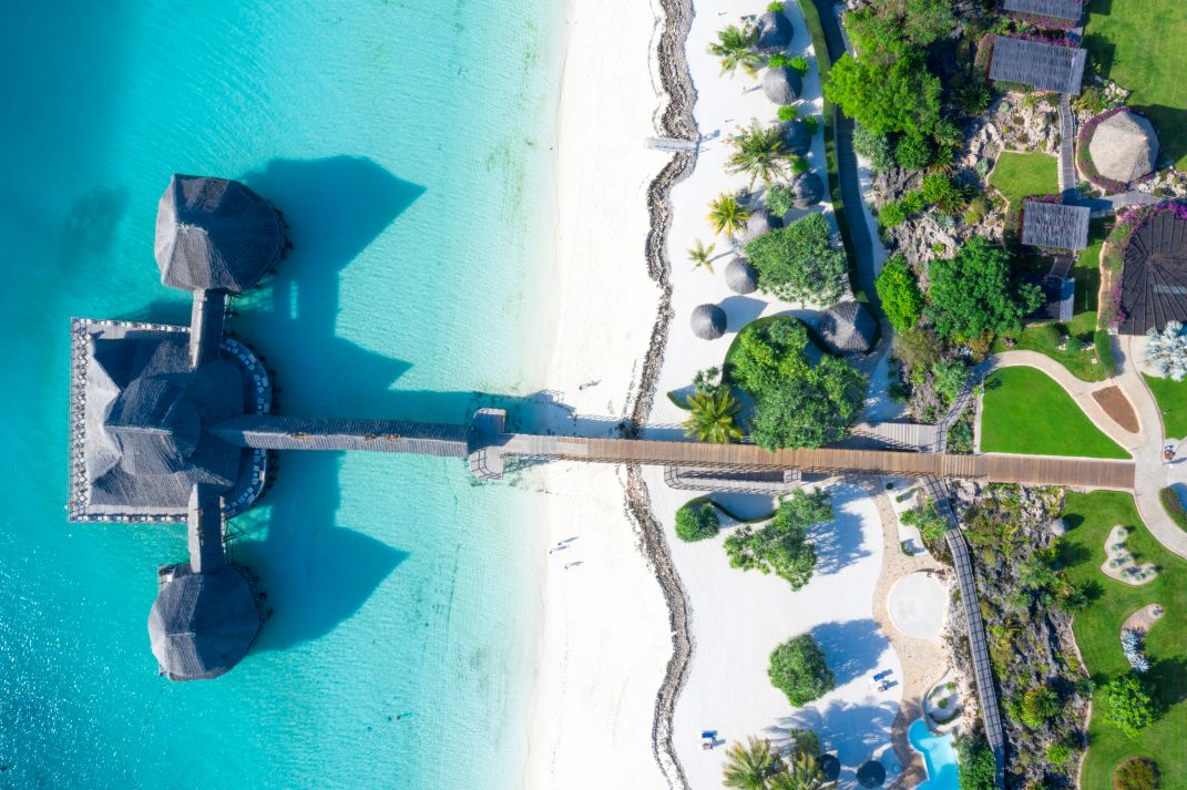 The beautiful tropical Island of Zanzibar aerial view