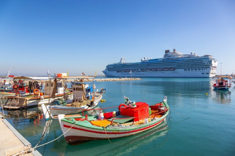 Small,Fishing,Boat,In,A,Touristic,Town,By,Ionian,Sea.